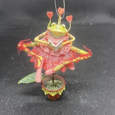 Department 56 Potted Frog Ornament Red Flower