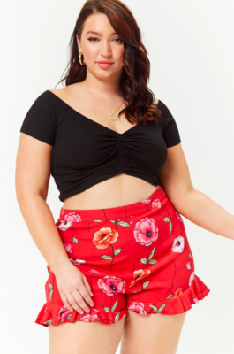 plus size floral shorts