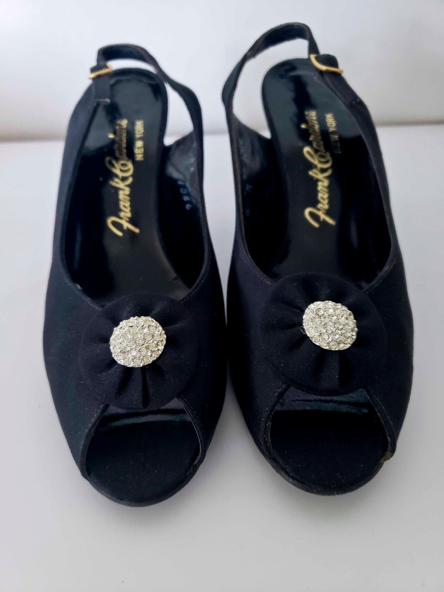 Vintage Frank Cardone PeepToe Black Pumps 6M