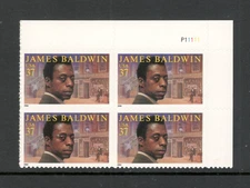 Sc # 3871 ~ Plate # Block ~ 37 cent James Baldwin Issue