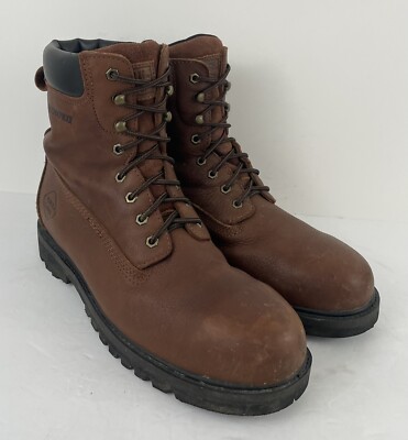 Work Zone Mens Work Boots S854 Waterproof Safety Toe Brown Leather Size 13 