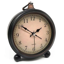 Vintage Retro Analog Alarm Clock, 4 inch Super Silent Non Ticking Small Clock...
