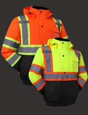 Hi Vis Class 3 Insulated Safety Jacket Water Proof. Nylon Shell Sealed in Seam.