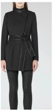 Reiss Lucy Belted Coat Size 10 Black Vgc