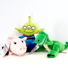 Disney Store Toy Story Mini Bean Bag Plush Lot of 3 Rex Hamm Alien New with Tags