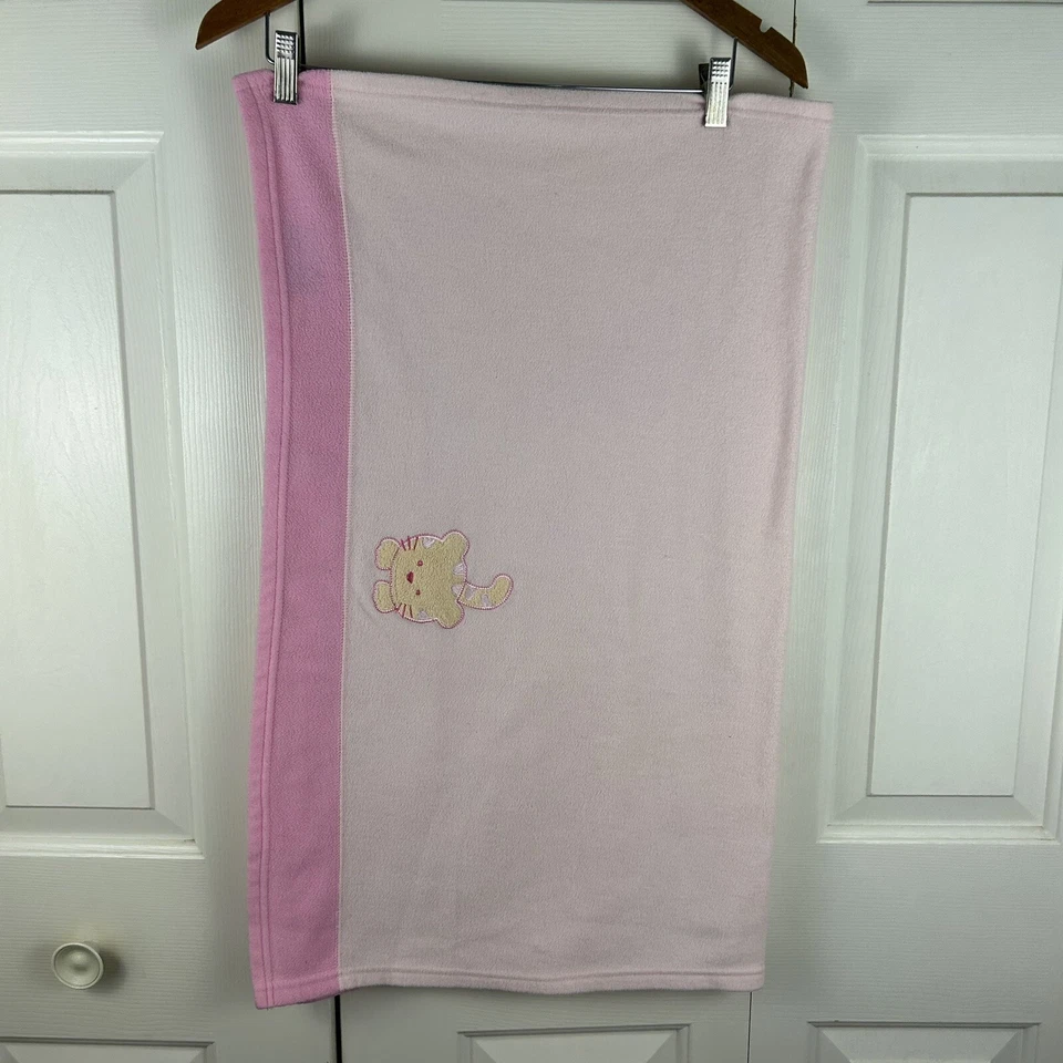 Blankets & Beyond Tiger Baby Blanket Yellow Kitty Cat Pink Fleece Security Lovey - Image 2 of 4