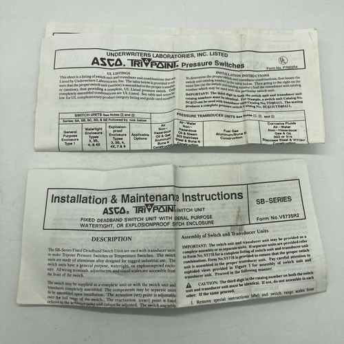 NEW Asco Tri Point SB13D General Purpose Pressure & Temperature Switch TF10A13 - Picture 5 of 5