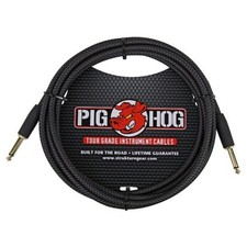 Pig Hog "Black Woven" Tour Grade Instrument Cable, 10ft straight 1/4"-1/4"
