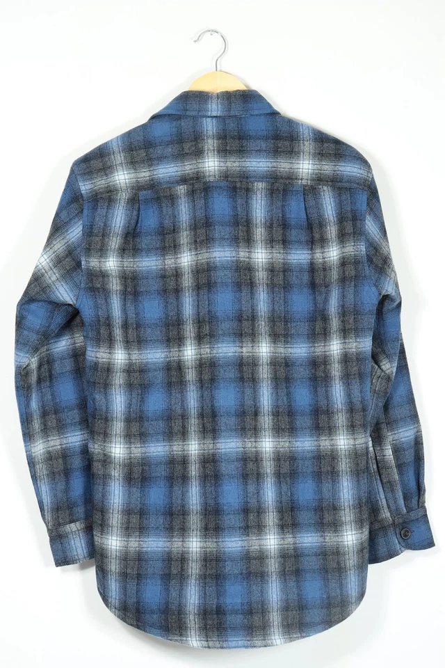 Pendleton Shadow Plaid Quilt-Lined Wool Shirt Jacket Blue/Gray Men's Size XS - Image 2 of 4