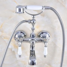 Polished Chrome Clawfoot Bathroom Tub Faucet Mixer Tap W/ Hand Shower stf875