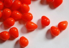 Vintage Opaque Orange Chubby Teardrop Glass Beads Germany 9mm 8 grm007B