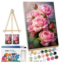 Paint by Numbers Kit for Adults with Frame Flowers Paint by Numbers Kit with ...