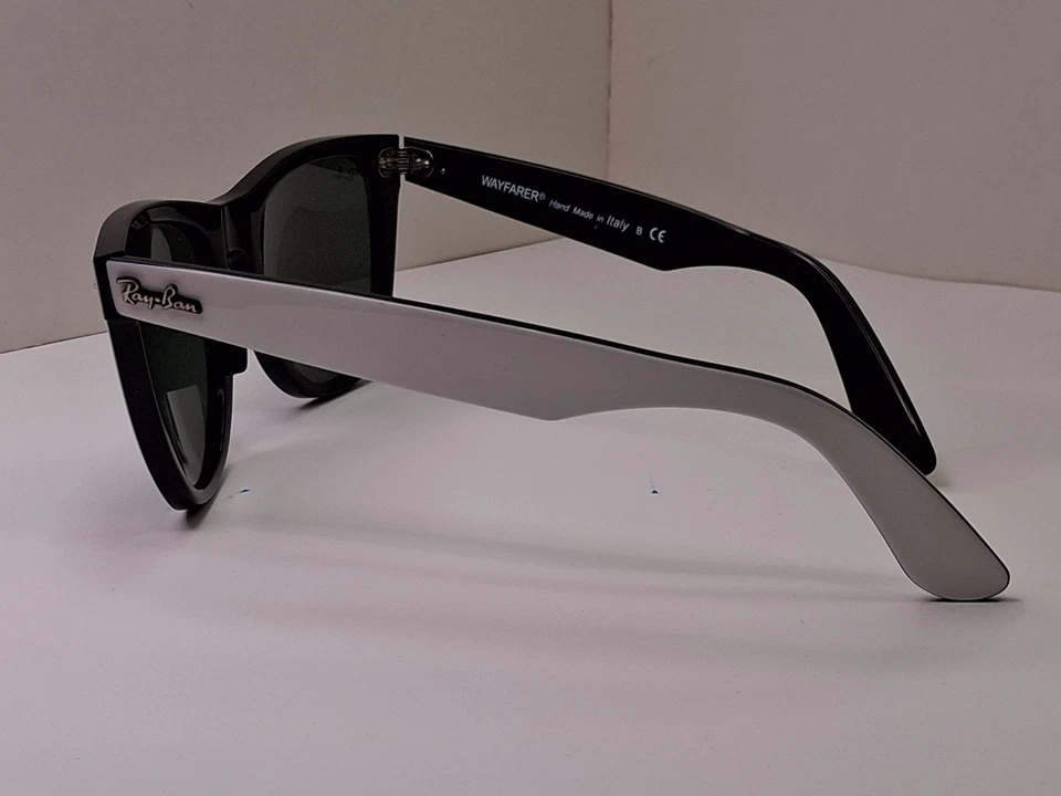 Ray Ban Wayfarers de gran tamaño 54 mm. BLANCO SOBRE NEGRO Unisex. Hecho en Italia. RB2140 Foto 3 de 4