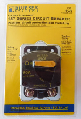 Blue Sea 7140 187-Series Circuit Breaker Surface Mount 60A Switch Marine