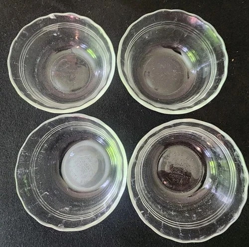 Pyrex Corning 463 Custard Cup Scalloped Edge 175ml Vintage Set Of 4