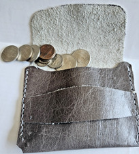 COIN PURSE Dark Grey Hand Made Leather can be customized