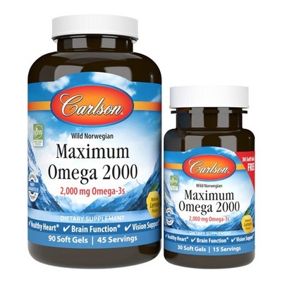 Carlson Labs Carlson Maximum Omega 2000mg Omega-3s Lemon Softgels Set