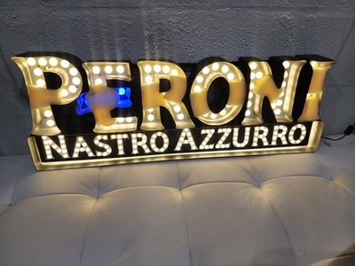 Hard To Find Peroni Nastro Azzurro LED Lighted Metal Beer Sign