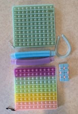 Pastel Sensory Fidget Toy Set Pop-It Pads Tubes Cube Tactile Ages 4-11