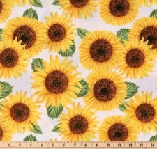 LINED WINDOW VALANCE CURTAIN 42 X 15 FALL SUNFLOWERS ON WHITE