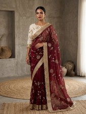 Pakistani Ethnic Saree Indian Bollywood Designer Wedding Party Wear Sari Blouse