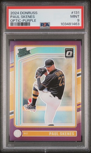 Paul Skenes RC 2024 Panini Donruss Optic Purple Prizm #131 PSA 9 /49
