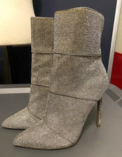 Steve Madden Winona Women s Silver Rhinestone Pointed Toe Ankle Bootie 7