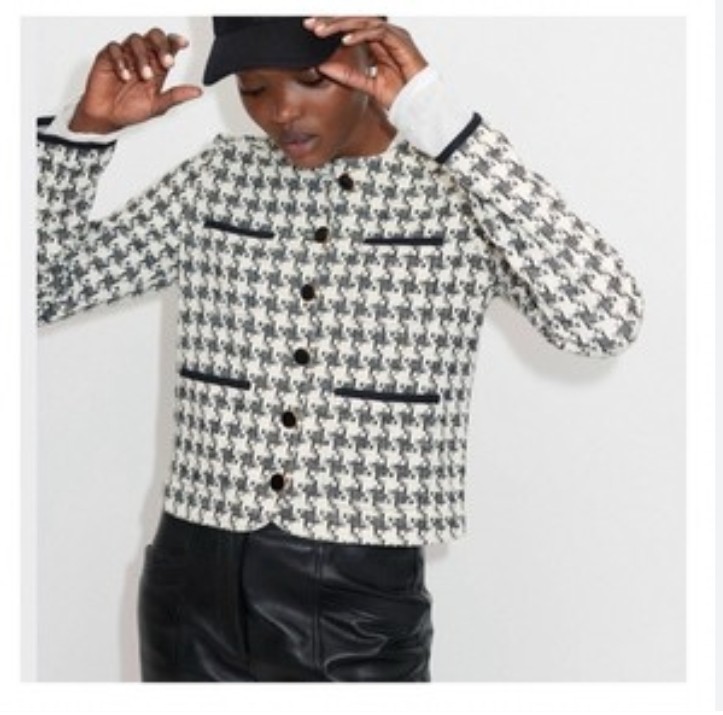 ME+EM Houndstooth jacquard stretch-cotton blend jacket