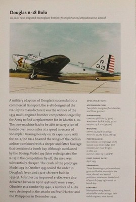 Douglas B-18 B 18 Bolo Plane Picture Aircraft Article Vintage Details Sheet   