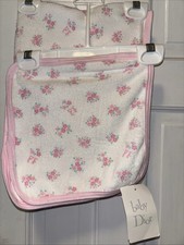 Baby Dior 3 Piece Hooded Towel  Washcloth Set Pink Floral Vintage New Logo