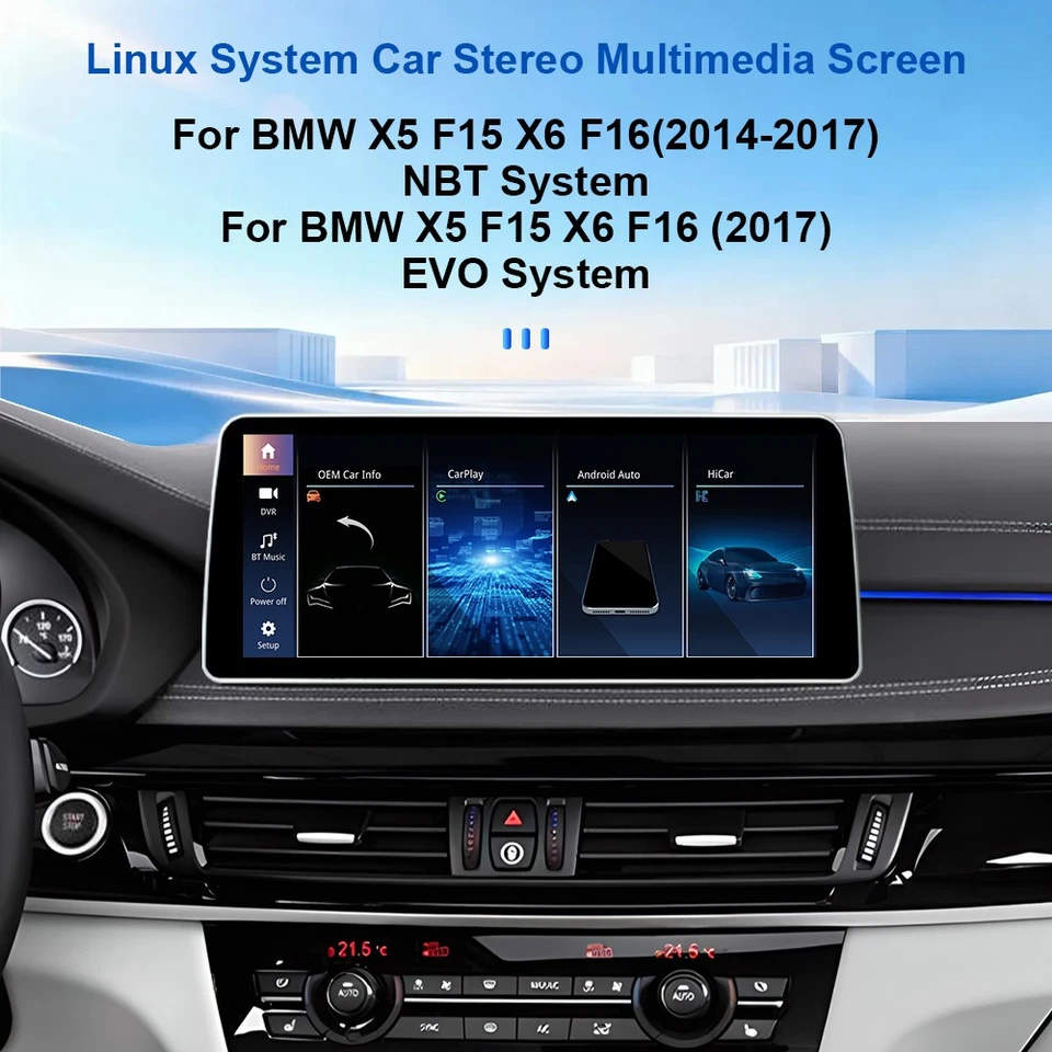 12,3" Linux Autoradio Apple CarPlay Für BMW X5 F15 X6 F16 NBT Bluetooth USB SWC - Bild 2 von 4