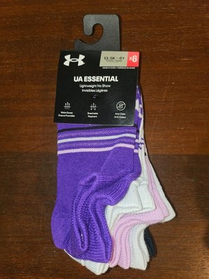 New Youth UA Essential Under Armour 6 Pair Lightweight No Show Socks.