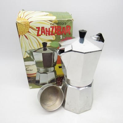 Bialetti Zanzibar 9 Tazze Moka Pot Espresso Maker Italy With Box