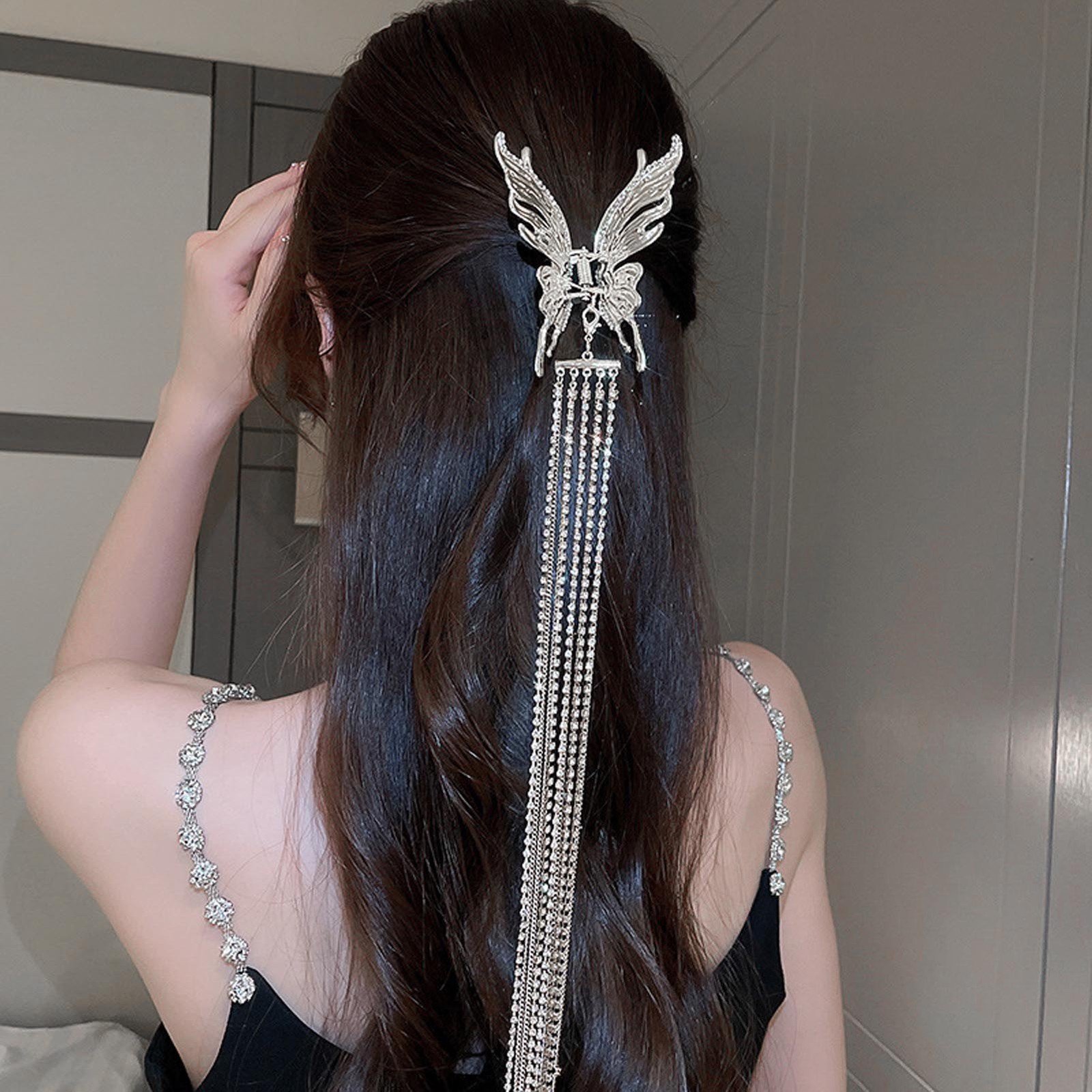 Long Tassel Claw Clip Rhinestone Hair Claw Fashionable For Hair Styling For