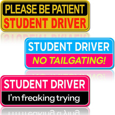 3 Pcs Student Driver Sticker Magnet for Car, Funny Eye Catching Magnetic Stud...