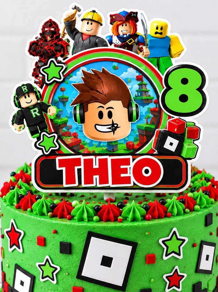 Roblox Cake Topper personalisiert Name Alter Jungen Mädchen Geburtstag