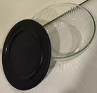 Vintage Pyrex 4.5 QT Ribbed Clear Glass Mixing Bowl With Lid 7404-S Made in USA