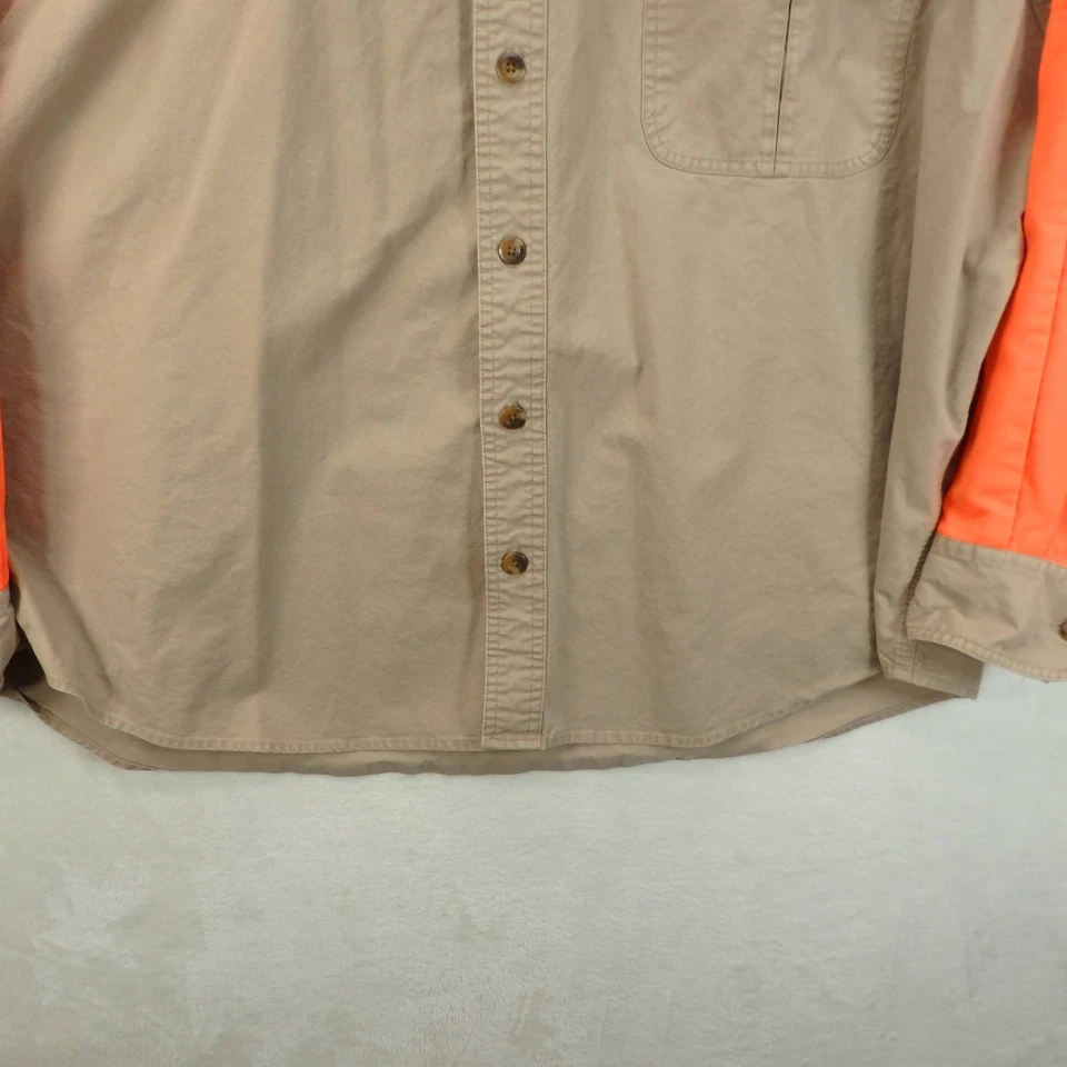 Cabela's Classic Right-Hand Shooting Shirt Mens 3XL Reg Khaki & Blaze Orange - Image 3 of 4