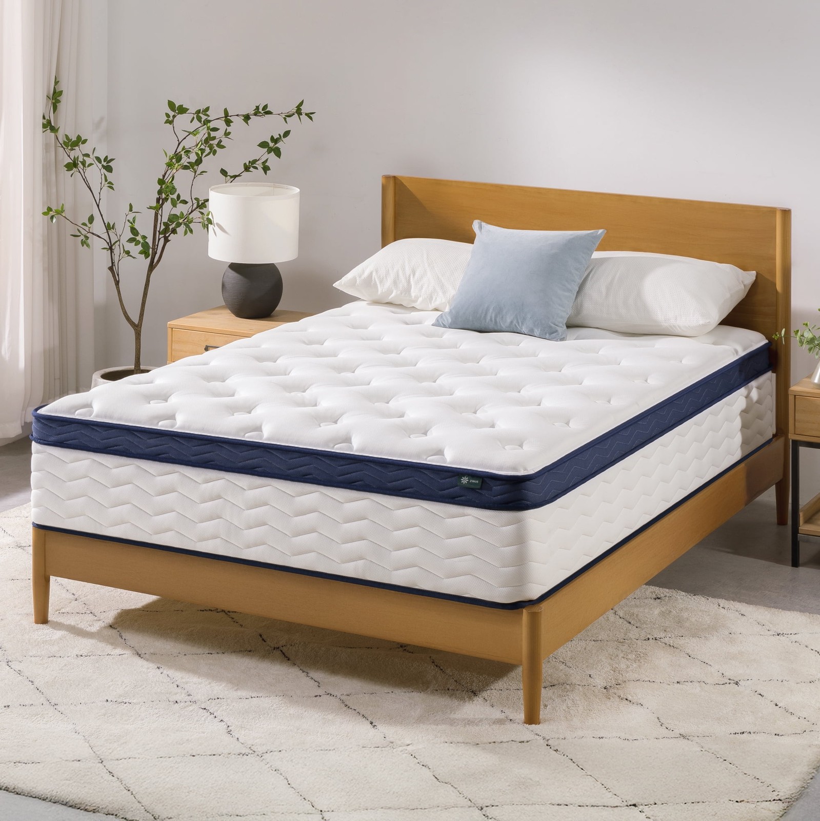 Zinus MSSPKT-14Q 14'' Pocket Coil Euro Top Hybrid Mattress, Queen