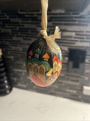 VTG Red Square Moscow Design Hand-Painted Egg Ornament