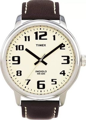 ★神サイズ‼️人気色★初期 エイズT 茶×白 L 99AW オリゾンティタグ レア Timex T28201, Men's Easy Reader Brown Leather Watch, Indiglo, 42MM