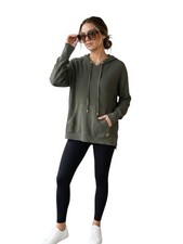 Michael Kors Green Knit Pullover Hoodie Women's M Hooded Pockets Drawstring