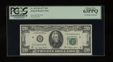 DBR 1977 $20 FRN St. Louis Fr. 2072-H PCGS 63 PPQ Serial H67460410A