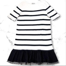 RED VALENTINO Striped Lace Frills Knit Dress Women Size M Black Genuine