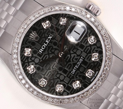 Rolex Datejust 36mm Steel Jubilee Diamond Bezel Black Jubilee Diamond Dial