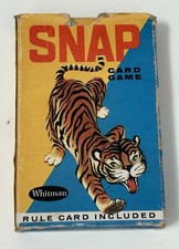 Vintage Whitman Snap Card Game Complete Set Of Cards w Rule Card Tiger Box