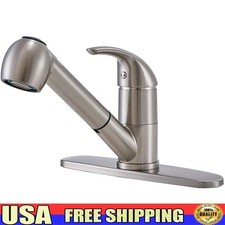 Brushed Nickel Kitchen Faucet Pull Out Sprayer Solid Brass 1 Handle Durable New