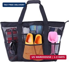 Large Beach Bag with Zipper Lightweight Beach Toy Bag Mesh Bag for Swimm