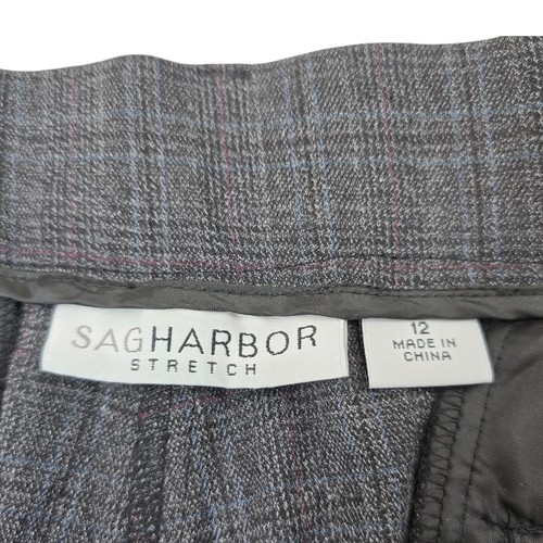 Sag Harbor Stretch Pants Women Size 12 Plaid Checked Pattern Gray - Picture 7 of 9