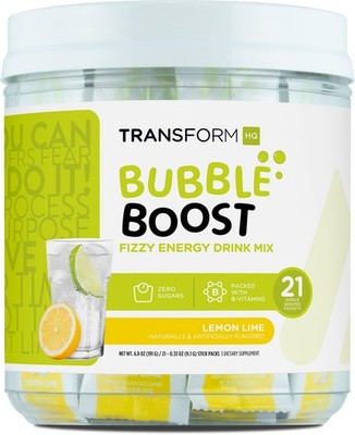 Bubble Boost Fizzy Energy Drink Mix (Lemon Lime Flavored) 21 Packets